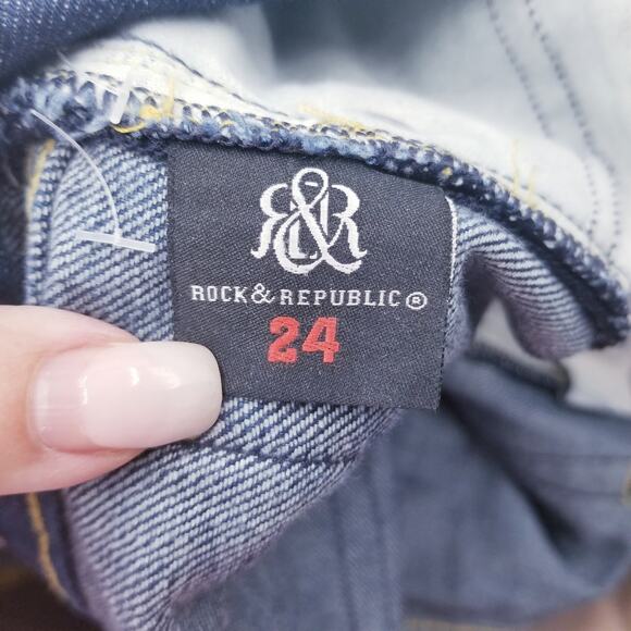 ROCK & REPUBLIC Berlin Skinny Low Rise Jeans Style BER0250 in GROVE - Size 24 - Picture 7 of 10